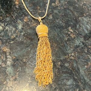 Vintage tassel necklace adjustable gold